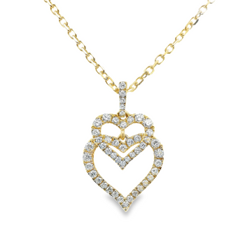18kt Yellow Gold Double Heart Diamond Pendant (.50ct)