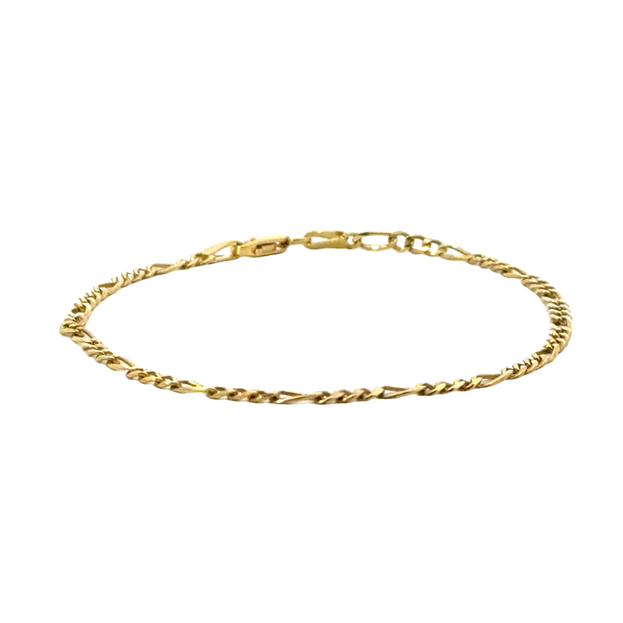 14K Yellow Gold 7" 2.5mm Figaro Style Bracelet (2.02g)