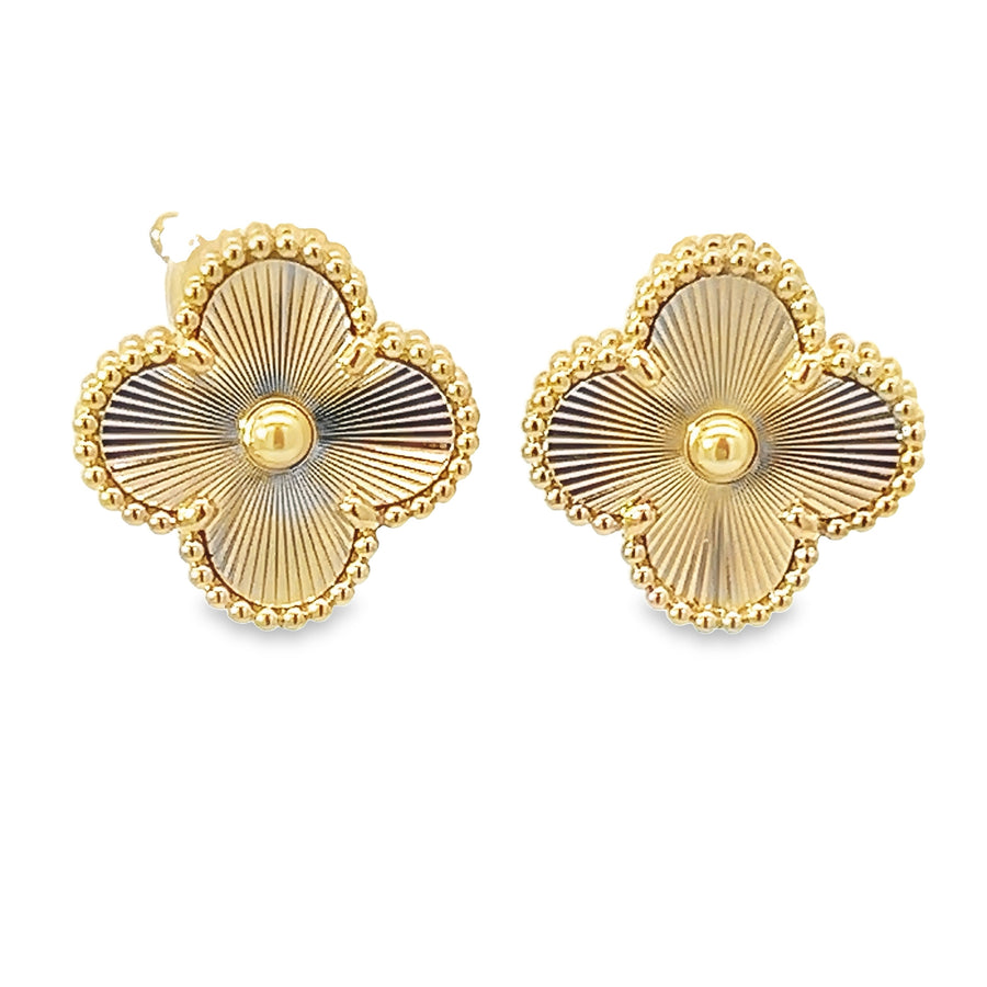 18K Yellow Gold VCA Inspired Clover Earrings (8.47g)