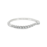 14kt White Gold Natural Round Diamond Curved Wedding Ring (.22ct)