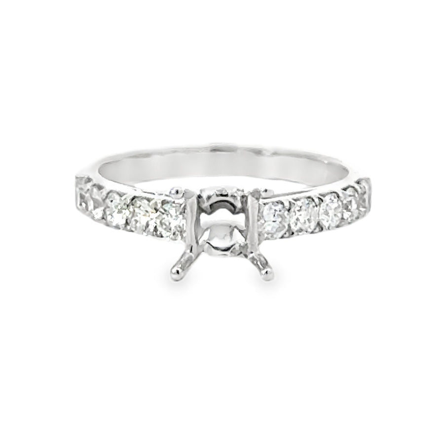 18kt White Gold Contemporary Natural Diamonds Semi-Mount Ring (0.71ct)