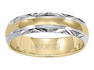 Artcarved 14kt Two-Tone 6mm Polished Center With Angled Edge Wedding Band