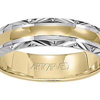 Artcarved 14kt Two-Tone 6mm Polished Center With Angled Edge Wedding Band