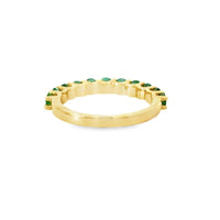 18kt Yellow Gold Round Natural Emeralds and Ring (1.02ct)