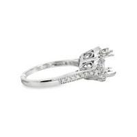 18kt White Gold Natural Round and Natural Baguette Diamond Semi-Mount Ring (.60ct)