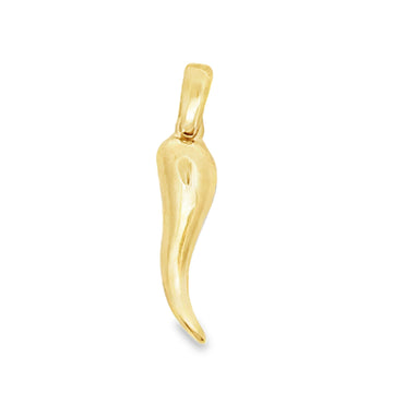 18kt Yellow Gold 25mm Italian Made Horn Pendant (1.45g)