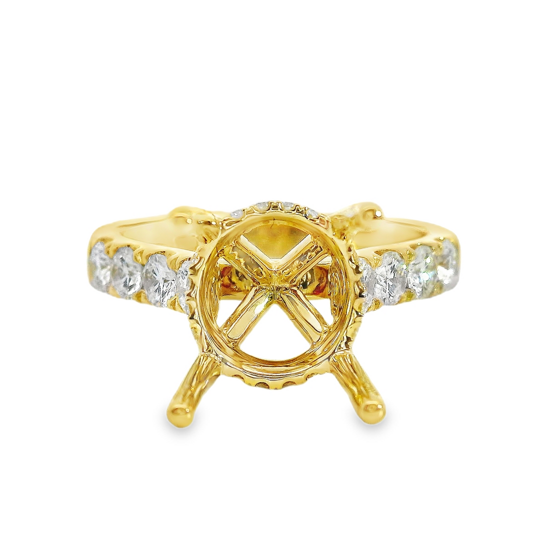 18kt Yellow Gold Natural Round Diamond Semi-Mount Ring (.71ct)