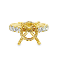 18kt Yellow Gold Natural Round Diamond Semi-Mount Ring (.71ct)