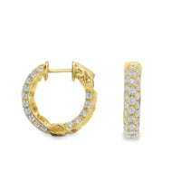 18kt Yellow Gold Diamond Pave Hoop Earrings (1.26ct)