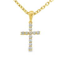 14kt Yellow Gold Natural Round Diamond Cross Pendant (0.14ct)