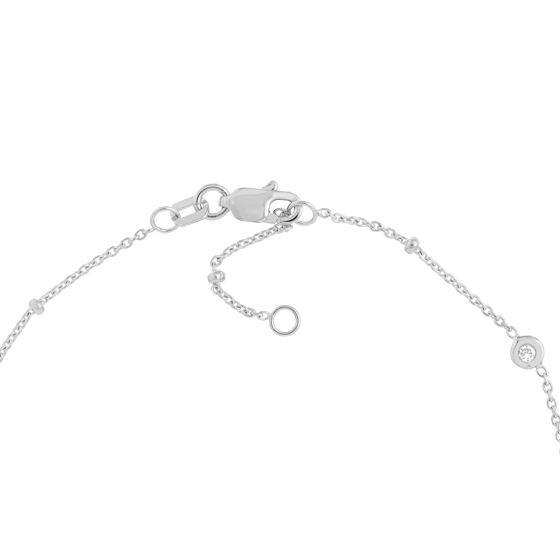 Sterling Silver Dangle CZ Station 10" Adjustable Anklet
