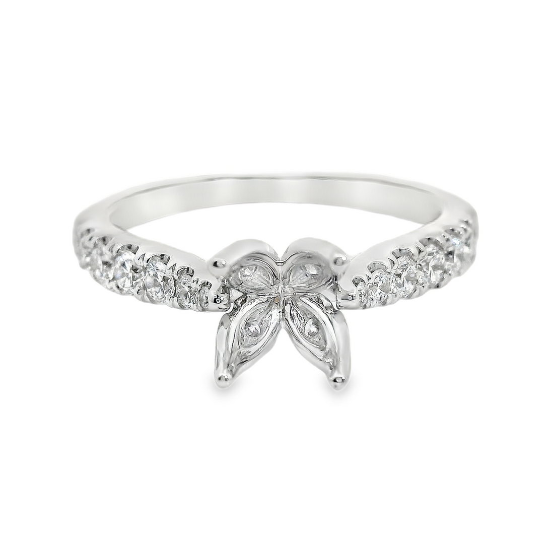 18kt White Gold Natural Round Diamond Semi-Mount Ring (.47ct)