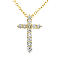 18kt Yellow Gold Natural Round Diamond Cross Pendant (.47ct)