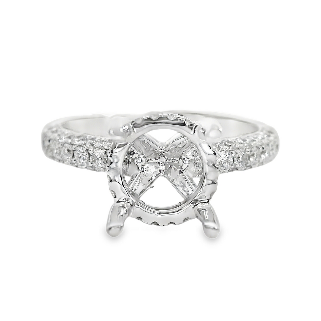 18kt White Gold Natural Diamond Hidden Halo Semi-Mount Ring (.71ct)