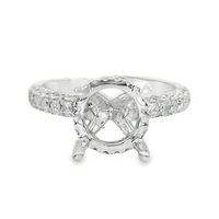 18kt White Gold Natural Diamond Hidden Halo Semi-Mount Ring (.71ct)