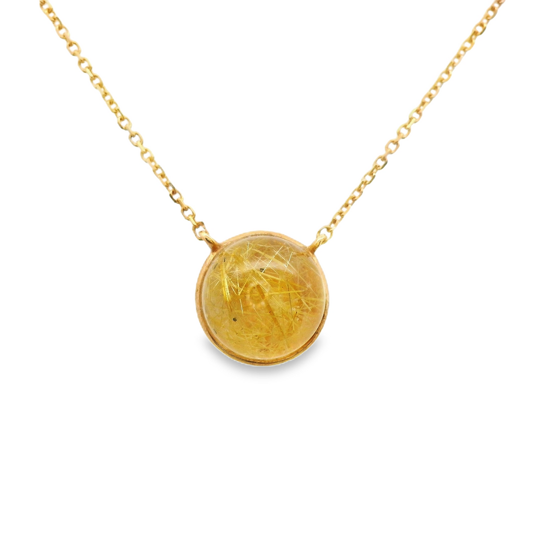 18kt Rosé Gold Natural Round Quartz Pendant