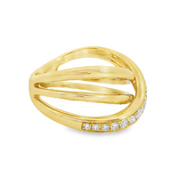 18kt Yellow Gold Natural Round Diamond Freeform Wedding Ring (.40ct)