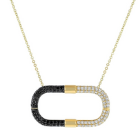 Oro Alexander 14kt Yellow Gold Natural Black and White Diamonds Elongated Tube Pendant (1.06ct)
