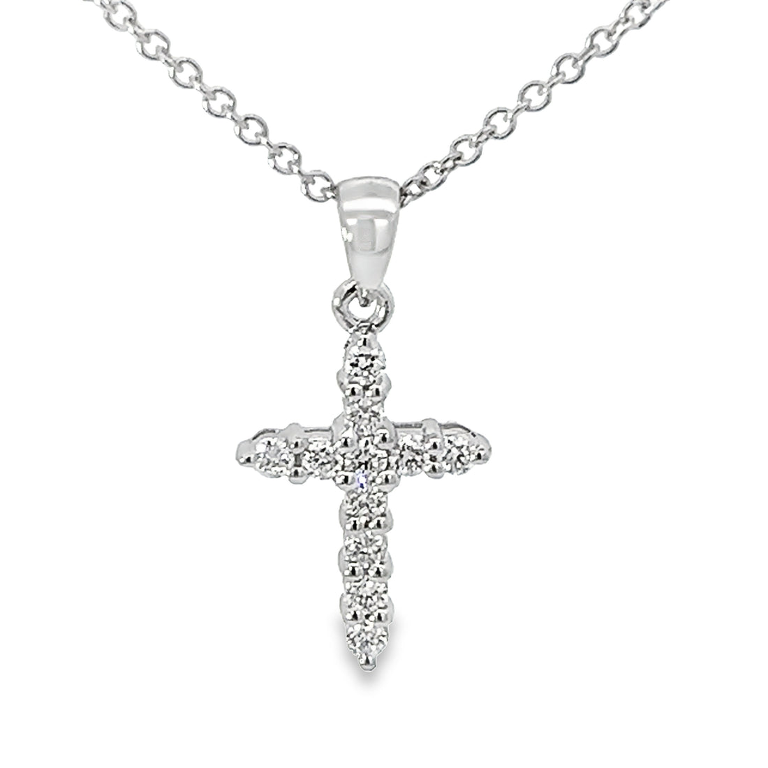 18K White Gold Natural Diamond Cross Pendant (.22ct)