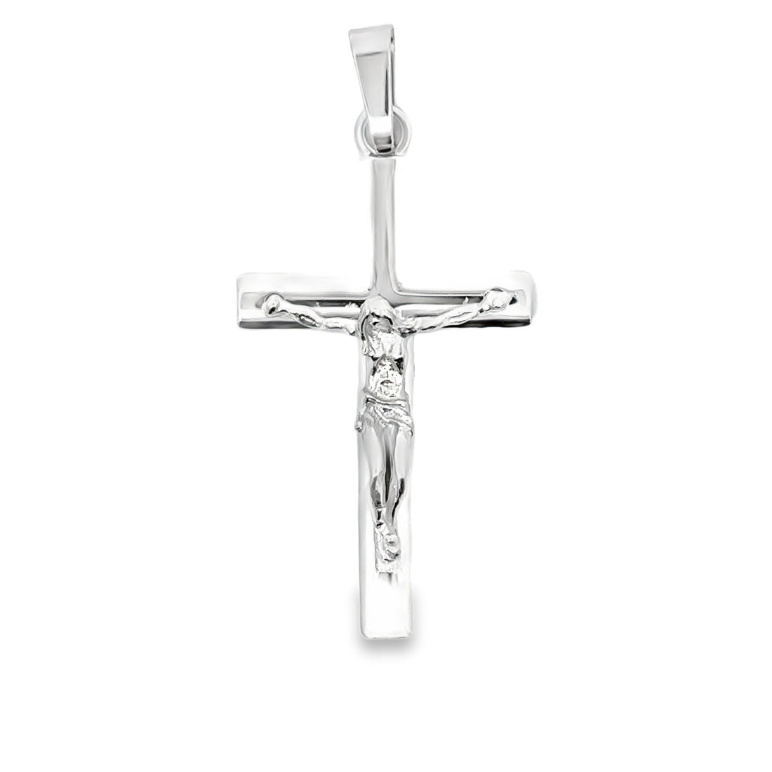 18kt White Gold 46mm Italian Made Crucifix Pendant (5.92g)