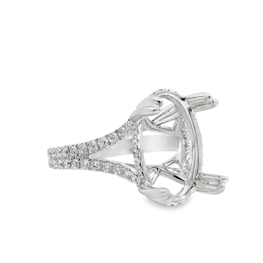 18kt White Gold Natural Round Diamond Semi-Mount Ring (.63ct)