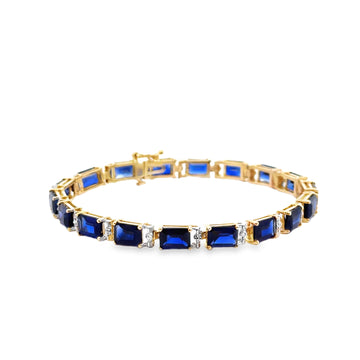 10K Yellow Gold and Sapphire Tennis Bracelet (21.96ct)