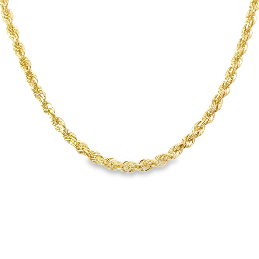 14K Yellow Gold 20" 2mm Diamond Cut Rope Chain (7.5g)