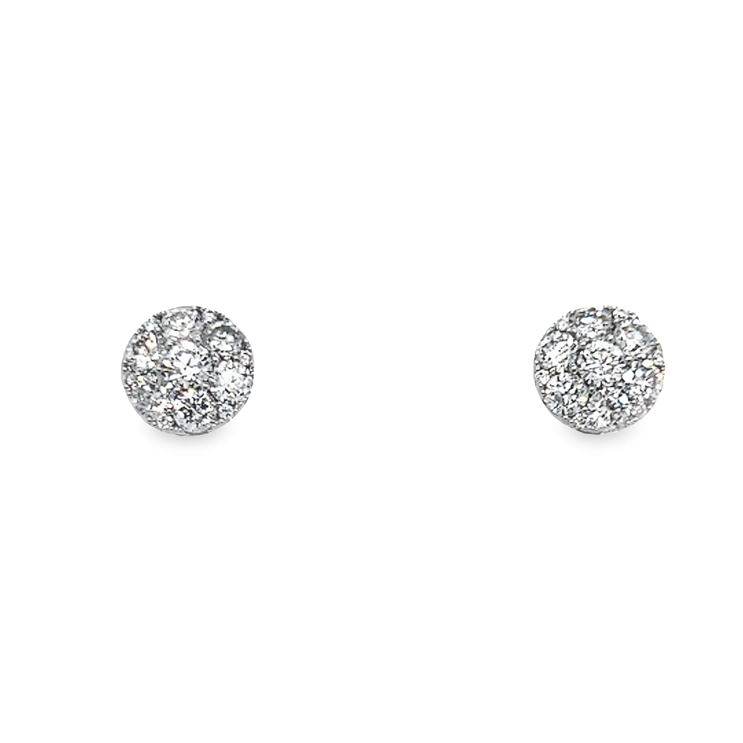 18K White Gold Button Diamond Earrings (1.16ct)