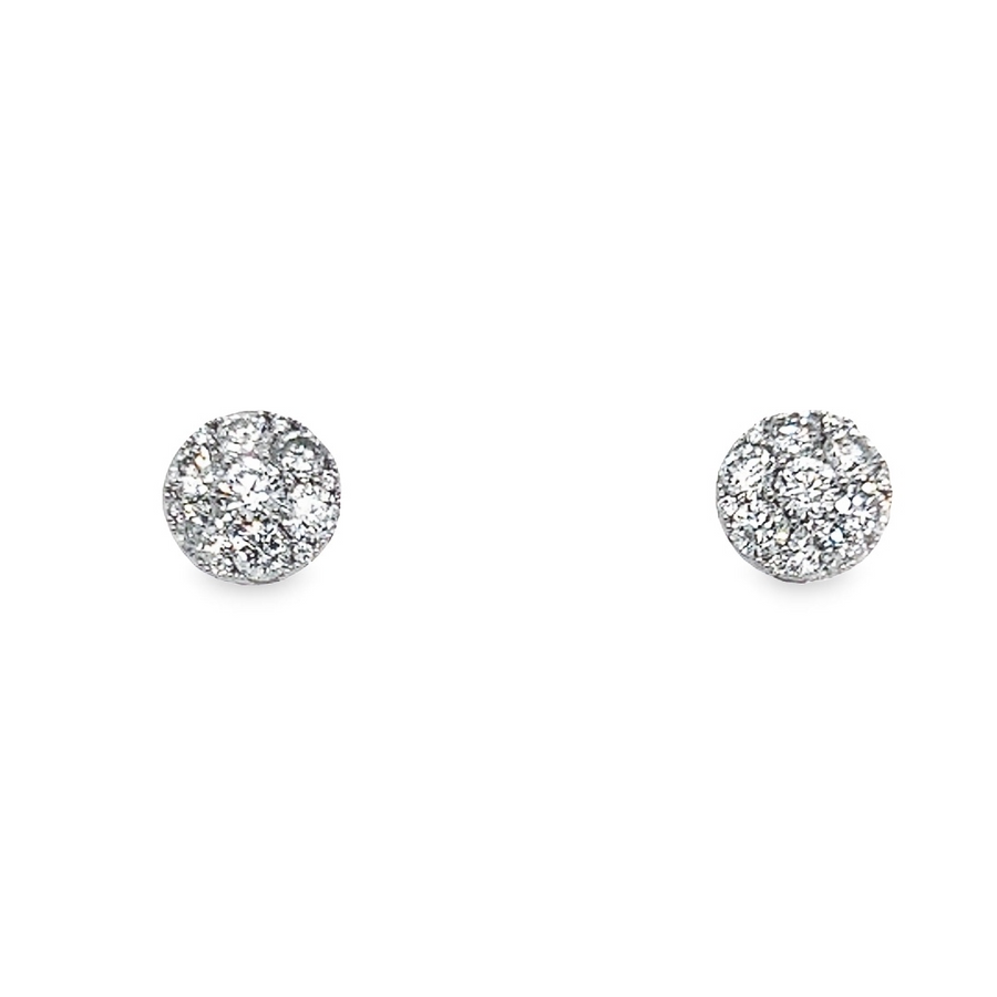 18K White Gold Button Diamond Earrings (1.16ct)