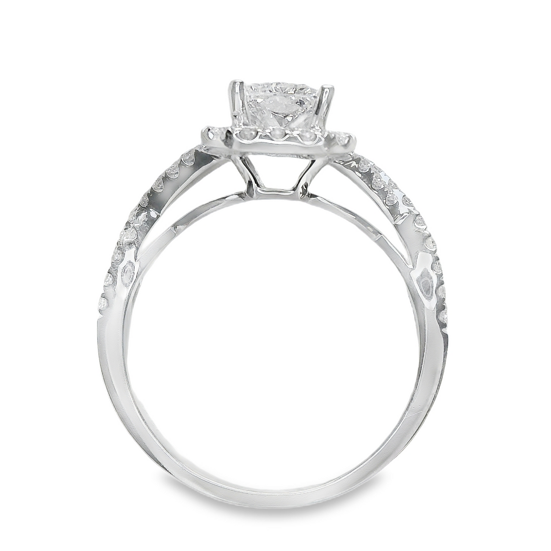 18kt White Gold Lab-Grown Radiant & Natural Round Diamond Engagement Ring (1.77ct)