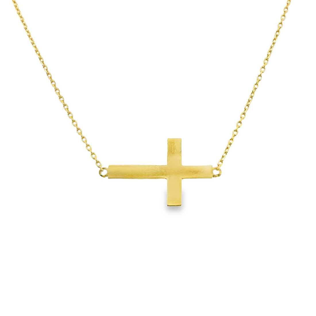 18kt Yellow Gold 7.5" Sideways Cross Cable Link Style Bracelet (1.14g)