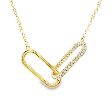 18kt Yellow Gold Natural Round Diamond Paperclip Link Pendant (.83ct)