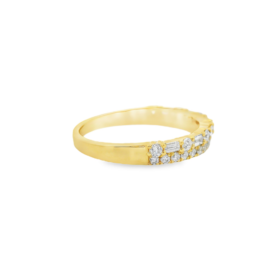 18kt Yellow Gold Natural Baguette and Round Diamond Wedding Ring (.52ct)