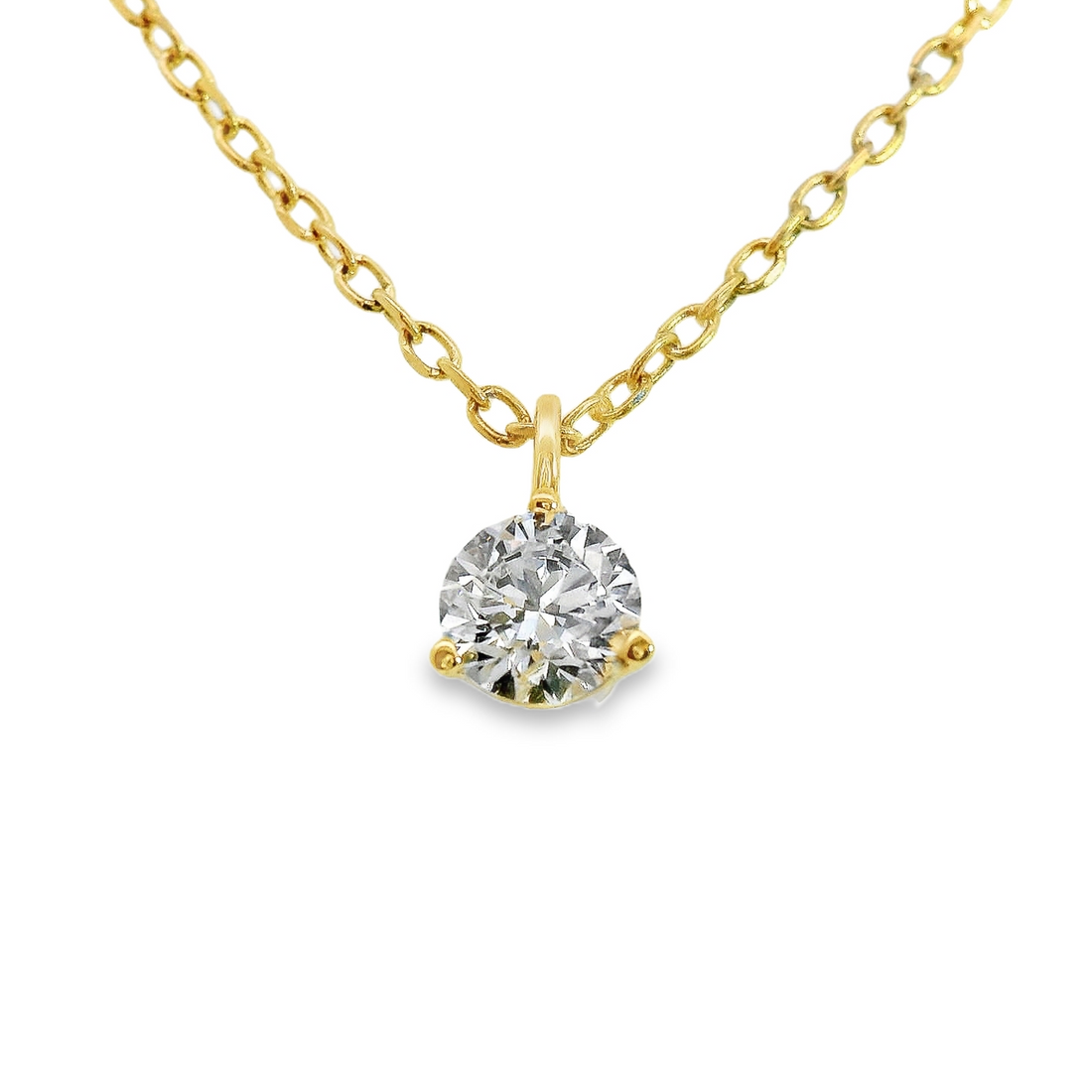 14kt Yellow Gold Lab-Grown Round Diamond Solitaire Pendant (.54ct)