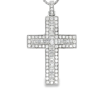 18kt White Gold Natural Diamond Cross Pendant (1.65ct)