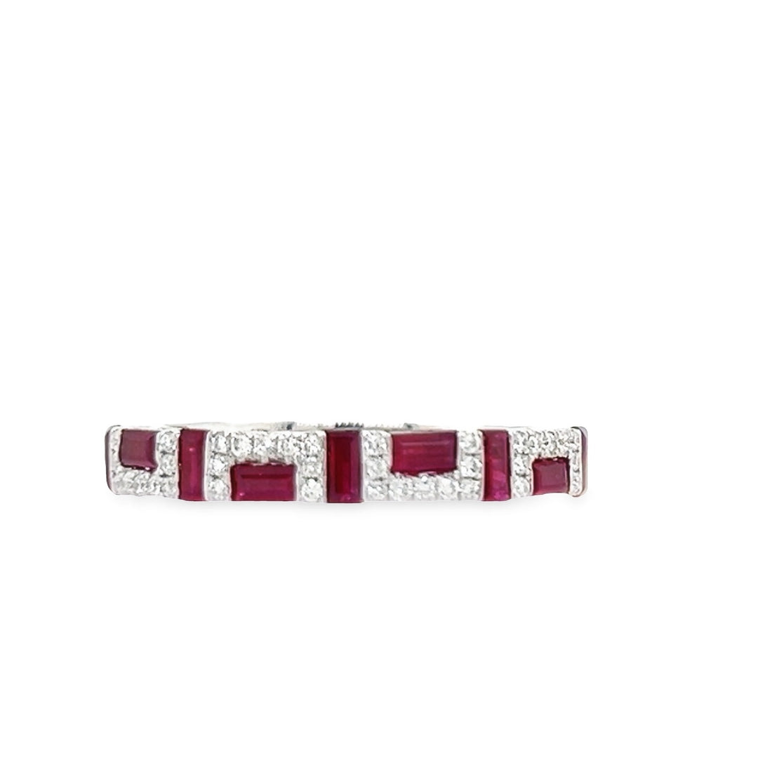 18kt White Gold Natural Diamond and Ruby Ring (.72ct)