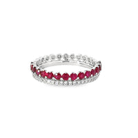 18kt White Gold Round Natural Diamonds and Round Natural Rubies Ring (1.11ct)