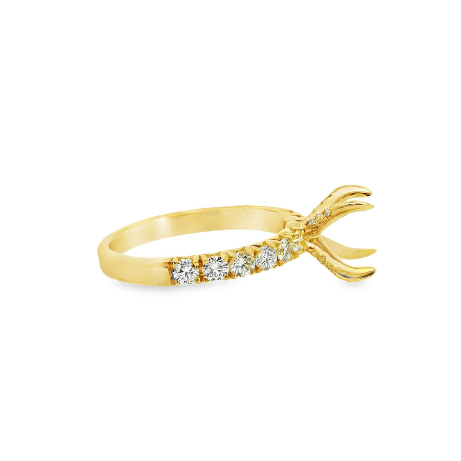 14kt Yellow Gold Natural Round Diamond Semi-Mount Ring (.66ct)