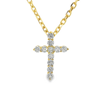 18kt Yellow Gold Natural Round Diamond Cross Pendant (.29ct)