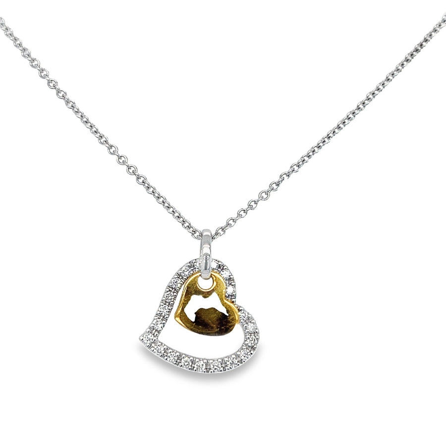 18kt White Gold Natural Diamond Heart Pendant (0.16ct)