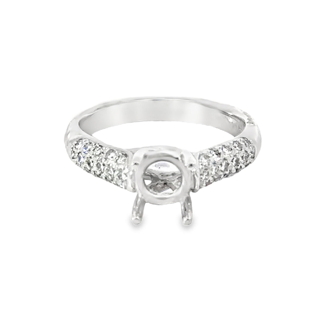 18kt White Gold Pave Natural Diamonds Semi-Mount Ring (0.37ct)