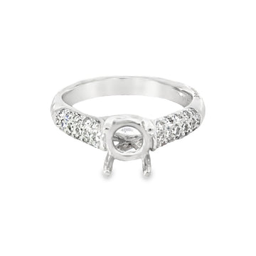 18kt White Gold Pave Natural Diamonds Semi-Mount Ring (0.37ct)