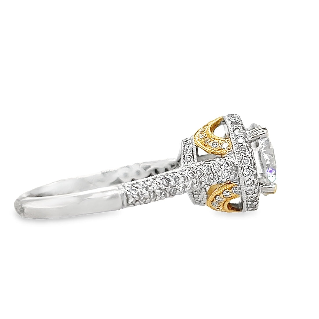 18K Two-Tone Gold Natural Round Brilliant Engagement Ring (2.74ct)