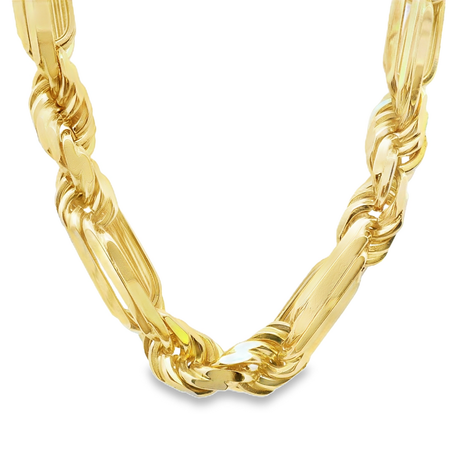 18kt Yellow Gold 28" 7.5mm Italian Made Figarope Chain (164g)