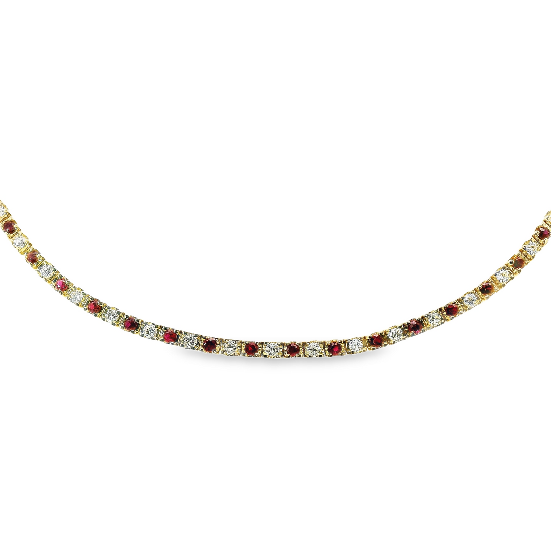 18kt Yellow Gold Natural Ruby and Natural Diamond Tennis Bracelet (1.45ct)