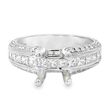 18kt White Gold Channel Natural Diamonds Semi-Mount Ring (1.37ct)