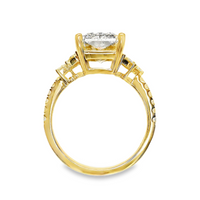 18kt Yellow Gold Lab-Grown Radiant Diamond and Natural Round Diamonds Engagement Ring (3.95ct)