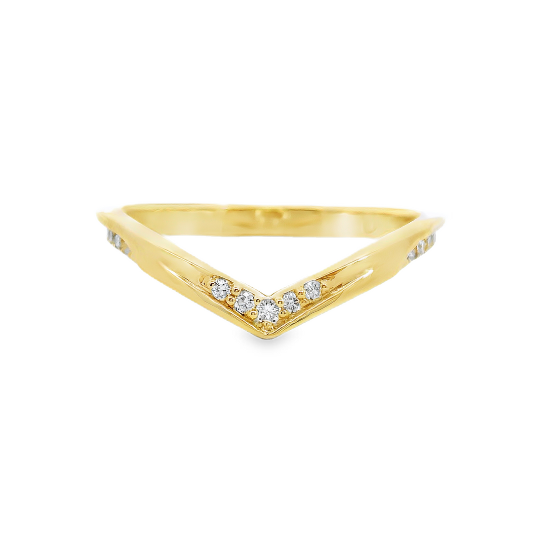 14kt Yellow Gold Lab-Grown Round Diamond Chevron Wedding Ring (.11ct)