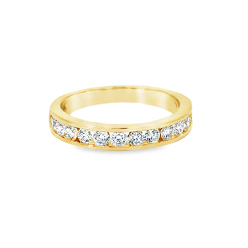 18K Yellow Gold Natural Round Diamond Wedding Band (.67ct)