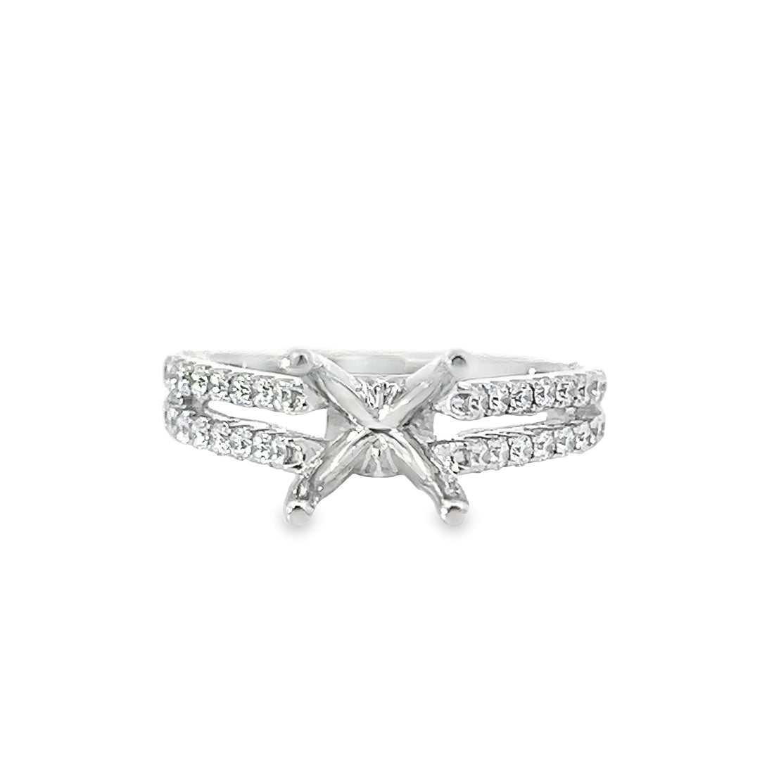 18K White Gold Split Shank Diamond Semi-Mount Ring (.45ct)